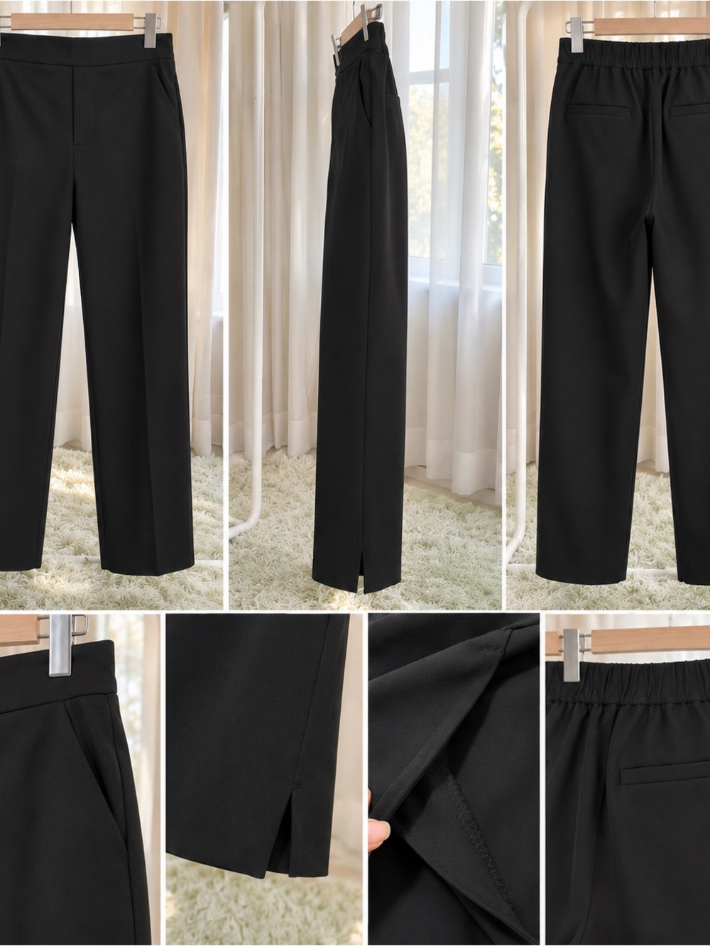 Banana Republic Black Wide-Leg Trousers with Side Slit